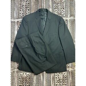 HAGGAR Mens Suit Up Set JACKET AND PANTS Black Subtle Pin Striped SIZE 48R 44x29